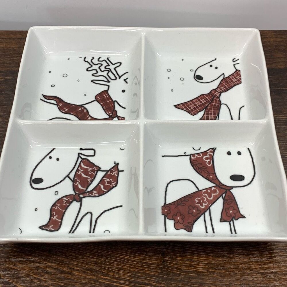 BIA Microwave Dishwasher Oven Safe Oh Deer! Sectioned Server White